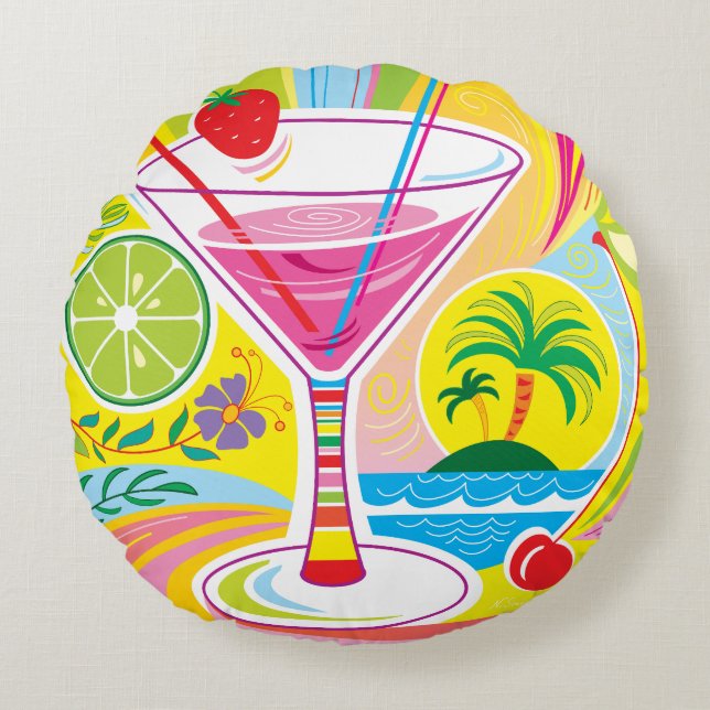 Cocktail Eiland Rond Kussen (Voorkant)