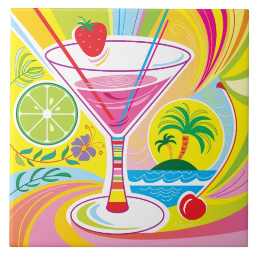 Cocktail Eiland Tegeltje (Voorkant)