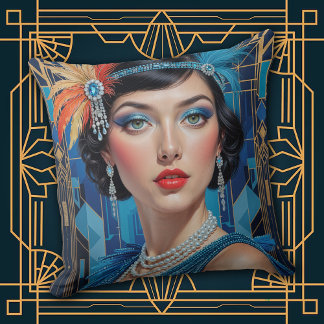 Cocktail-elegantie uit de jaren 20 Flapper Girl Kussen