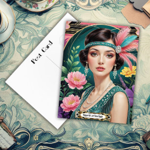 Cocktail-elegantie uit de jaren twintig Flapper Gi Briefkaart