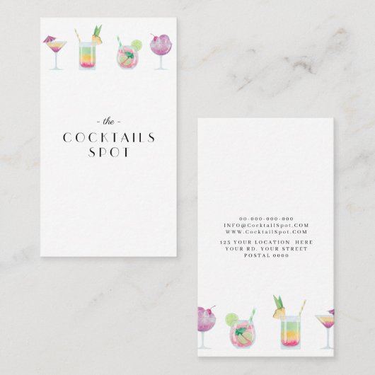 Cocktail en drink Bar Visitekaartje (Voorkant / Achterkant)