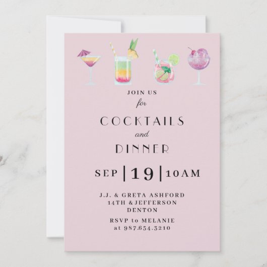 Cocktail en drink-uitnodiging kaart (Voorkant)