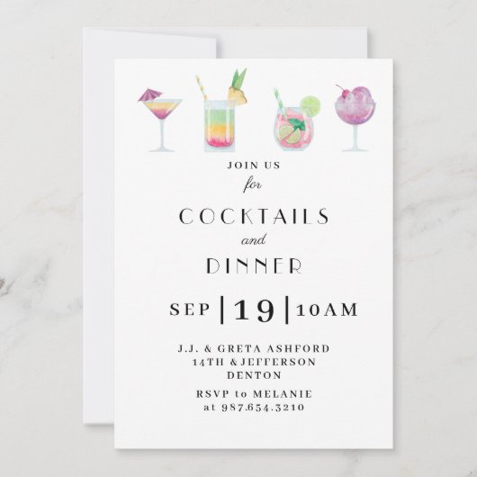 Cocktail en drink-uitnodiging kaart (Voorkant)