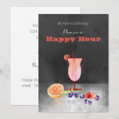 Cocktail en Fruit Happy Hour-uitnodiging Kaart (Voorkant / Achterkant)