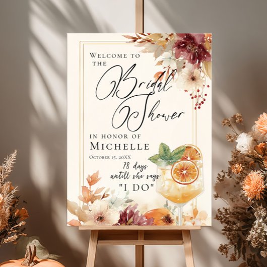 Cocktail en Herfst Bloemen Vrijgezellenfeest Welko Poster
