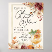 Cocktail en Herfst Bloemen Vrijgezellenfeest Welko Poster (Voorkant)