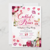 Cocktail en Kisses Galentine's Day Party Kaart (Voorkant)