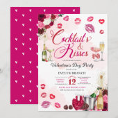 Cocktail en Kisses Galentine's Day Party Kaart (Voorkant / Achterkant)