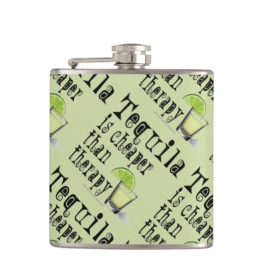 COCKTAIL FLASK - TEQUILA, CHEAPER DAN THERAPIE HEUPFLES (Voorkant)