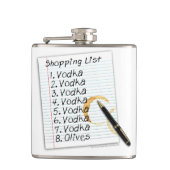 COCKTAIL FLES, VODKA BOODSCHAPLIST HEUPFLES (Voorkant)