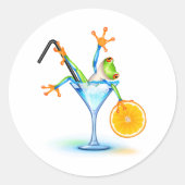 Cocktail Frog Ronde Sticker (Voorkant)