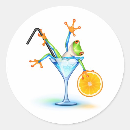 Cocktail Frog Ronde Sticker (Voorkant)