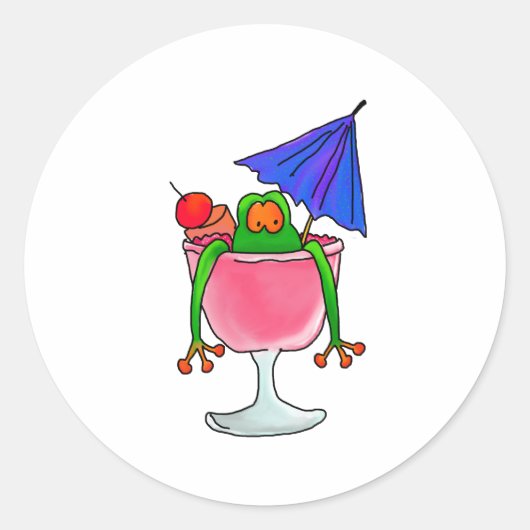 Cocktail Frog Ronde Sticker (Voorkant)