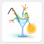 Cocktail Frog Vierkante Sticker (Voorkant)