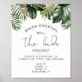 Cocktail Game Zomerse Tropische Bladeren Vrijgezel Poster (Voorkant)