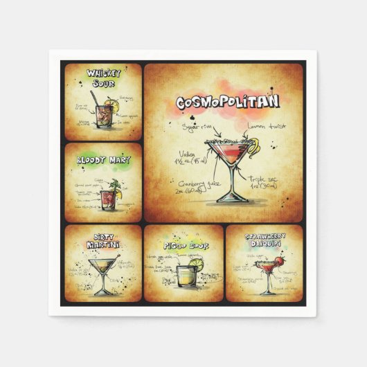 Cocktail Geïnspireerde luiers - Cosmopolitan Drink Servetten (Voorkant)
