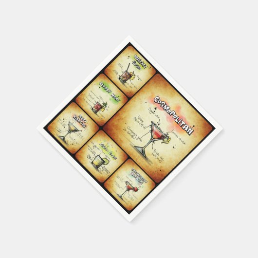 Cocktail Geïnspireerde luiers - Cosmopolitan Drink Servetten (Hoek)