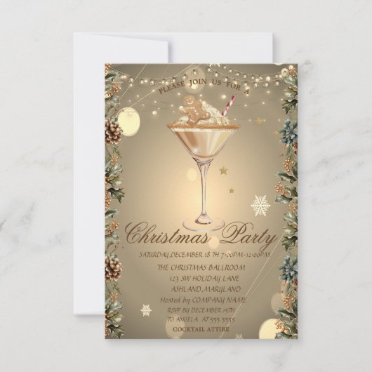 Cocktail Gemberkoek Takken Kerst Bedrijf Kaart (Voorkant)