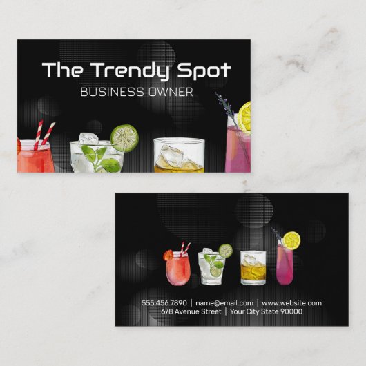 Cocktail gemengde Drinken | caférestaurant Visitekaartje (Voorkant / Achterkant)