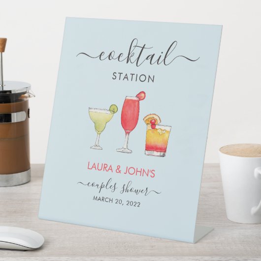 Cocktail gemengde drinken Cocktail station Douche Reclamebord Met Voetstuk (Insitu)