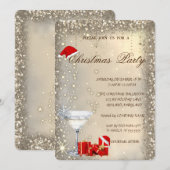 Cocktail Glass Santa Hat Presents Christmas Party Kaart (Voorkant / Achterkant)