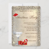 Cocktail Glass Santa Hat Presents Christmas Party Kaart (Voorkant)