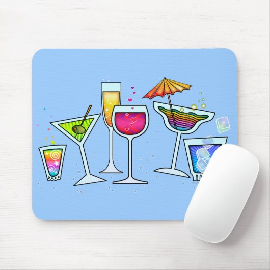 COCKTAIL GLASSEN MOUSEPAD MUISMAT (Met muis)
