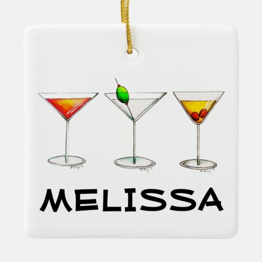 Cocktail Glasses Mixed Bar Drinken Martini Cosmo Keramisch Ornament (Voorkant)