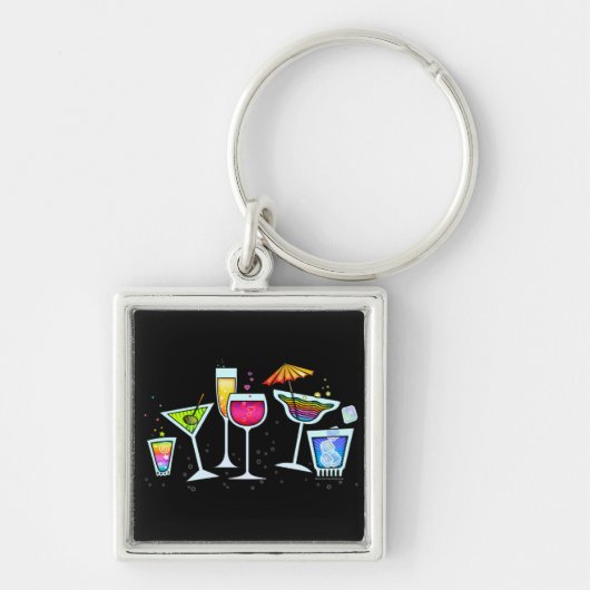COCKTAIL GLAZEN METAAL SLEUTELHANGER (Voorkant)