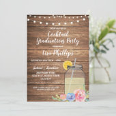 Cocktail Graduation Party Rustic Jar Invitation Kaart (Staand voorkant)