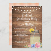 Cocktail Graduation Party Rustic Jar Invitation Kaart (Voorkant / Achterkant)