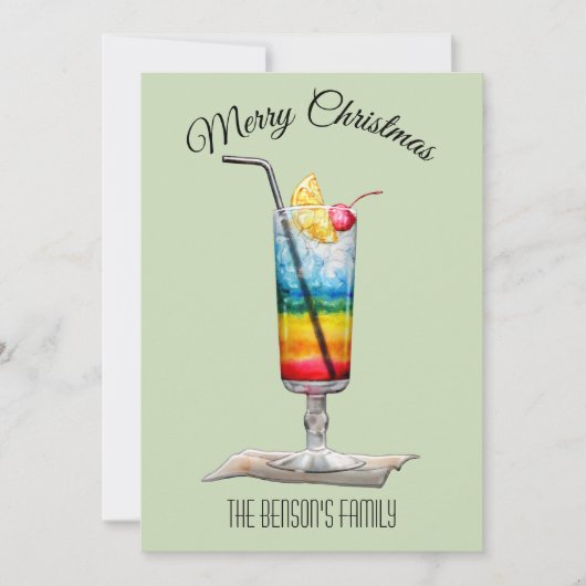 Cocktail Green-kerstkaart Kaart (Voorkant)