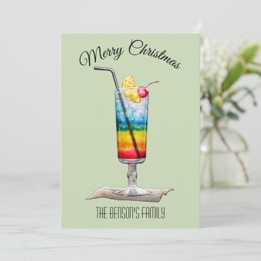 Cocktail Green-kerstkaart Kaart (Staand voorkant)