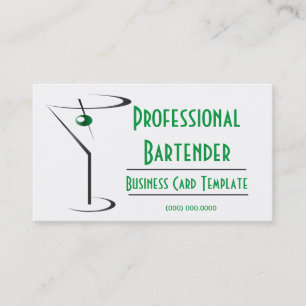 Cocktail Green Olive Martini Logo Bartender Visitekaartje
