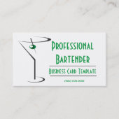 Cocktail Green Olive Martini Logo Bartender Visitekaartje (Voorkant)