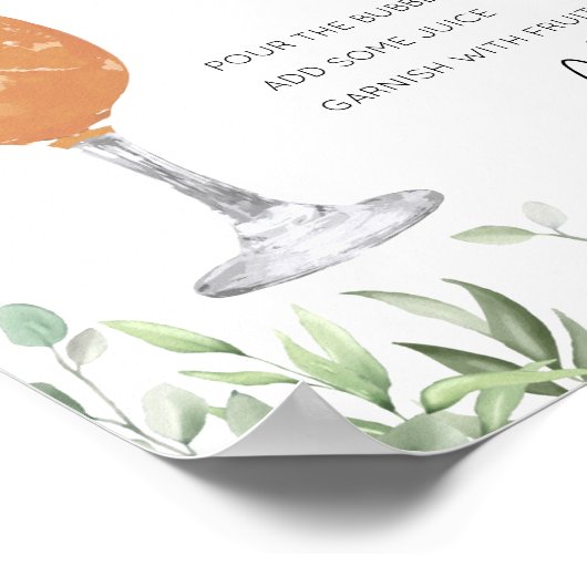 Cocktail Greenery Momosa Baby shower Bar Sign Poster (Hoek)