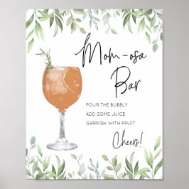 Cocktail Greenery Momosa Baby shower Bar Sign Poster