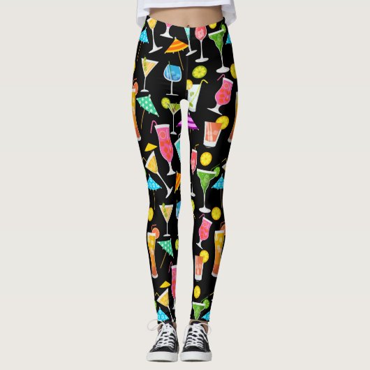 Cocktail Happy Hour Party Time Patroon Leggings (Voorkant)