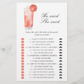 Cocktail - He said she said bridal shower game (Voorkant)
