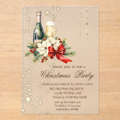 Cocktail Holly Berry Red Bow Company Kerstmis Acryl Uitnodigingen (Voorkant)