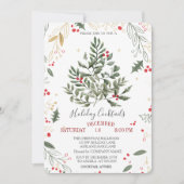 Cocktail Holly Pine Tree takken Kerstmis Kaart (Voorkant)