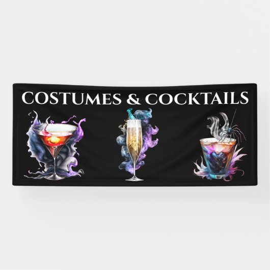 Cocktail horror happy hour spooky Halloween feest Spandoek (Horizontaal)