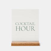 Cocktail Hour Acrylic Sign with Wooden Base Acryl Bord (Voorkant)