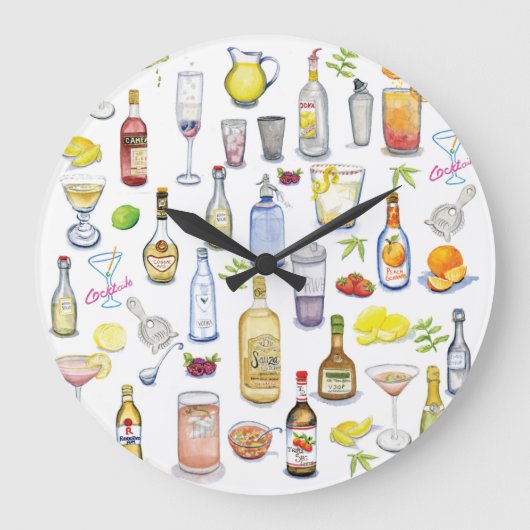Cocktail Hour Clock Grote Klok (Voorkant)