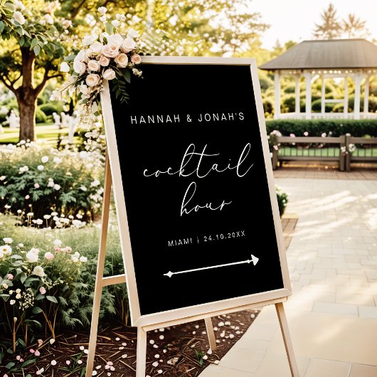 Cocktail Hour Elegant Calligraphy Trouwzwart Poster