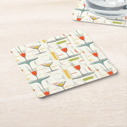 Cocktail Hour in het midden van de eeuw Kartonnen Onderzetters (Schuin)