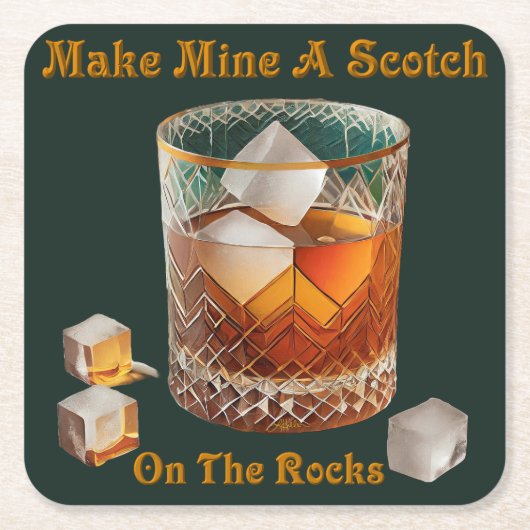 Cocktail Hour Maak van mij een whisky op de rotsen Kartonnen Onderzetters (Voorkant)