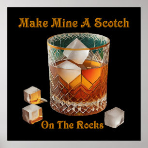 Cocktail Hour Maak van mij een whisky op de rotsen Poster