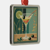 Cocktail Hour Martini Mid Century Design Metalen Ornament (Rechts)