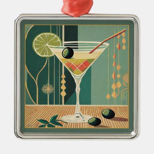Cocktail Hour Martini Mid Century Design Metalen Ornament (Voorkant)